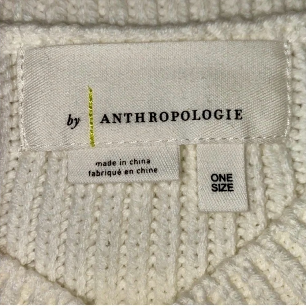 Anthropologie Fringed Sweater Vest Cream One Size - Picture 10 of 15